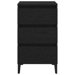 vidaXL Table de chevet Noir aspect chêne 45 x 35 x 44 cm Bois d'ingénierie