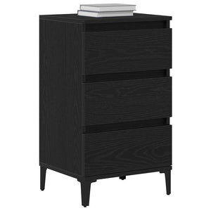 vidaXL Table de chevet Noir aspect chêne 45 x 35 x 44 cm Bois d'ingénierie