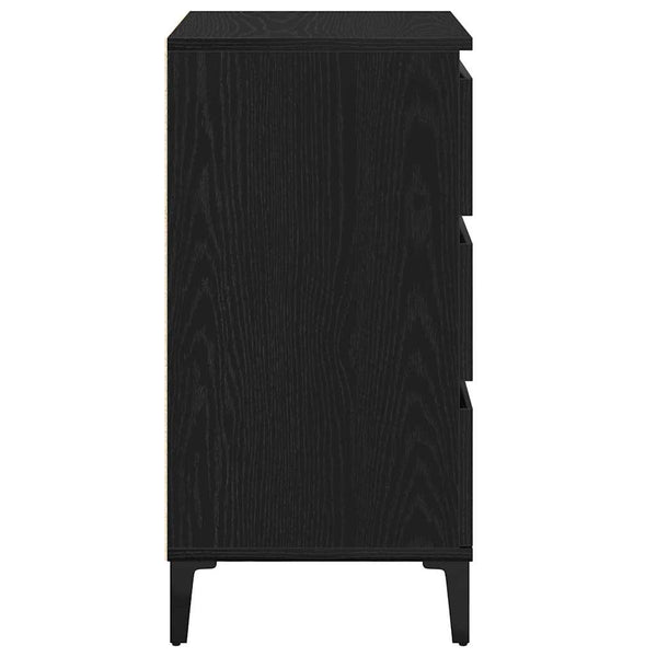 vidaXL Table de chevet Noir aspect chêne 45 x 35 x 44 cm Bois d'ingénierie