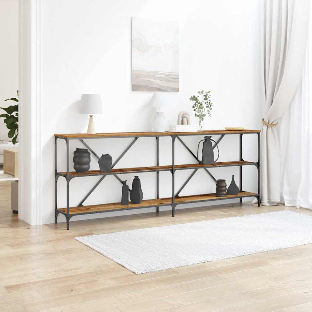 Konsolentisch Altholz mit Regal 200cm
