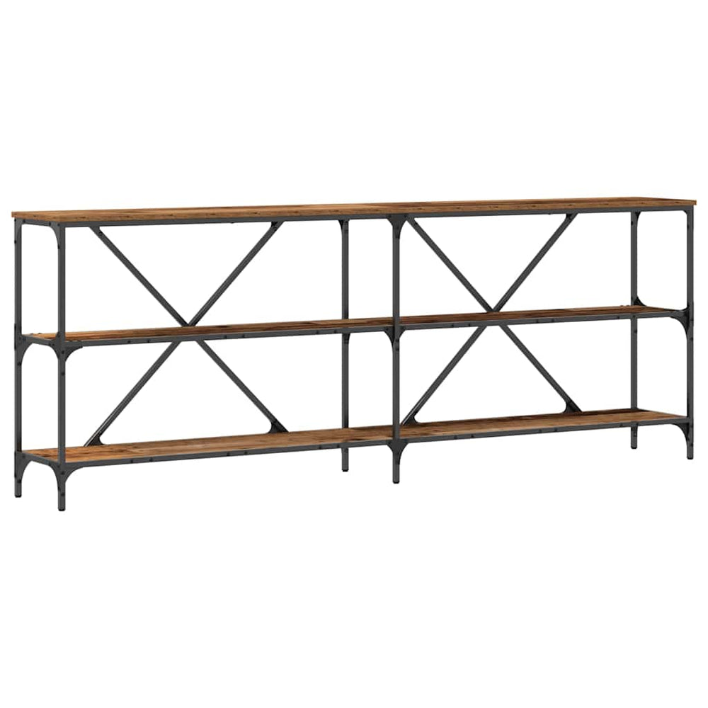 Konsolentisch Altholz mit Regal 200cm