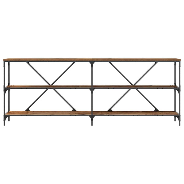 Konsolentisch Altholz mit Regal 200cm