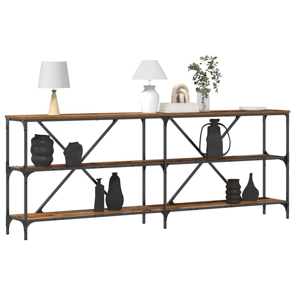 Konsolentisch Altholz mit Regal 200cm