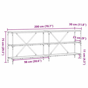 Konsolentisch Altholz mit Regal 200cm