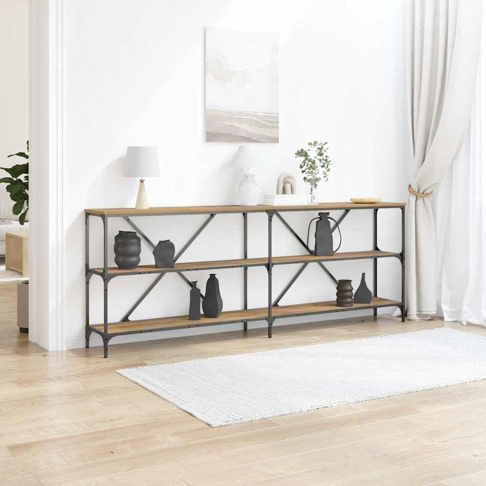 Konsolentisch Eiche mit Regal 200cm