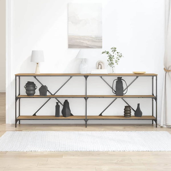 Konsolentisch Eiche mit Regal 200cm