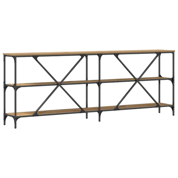Konsolentisch Eiche mit Regal 200cm