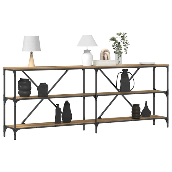 Konsolentisch Eiche mit Regal 200cm