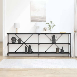Konsolentisch Schwarz Eichen-Optik mit Regal 200cm