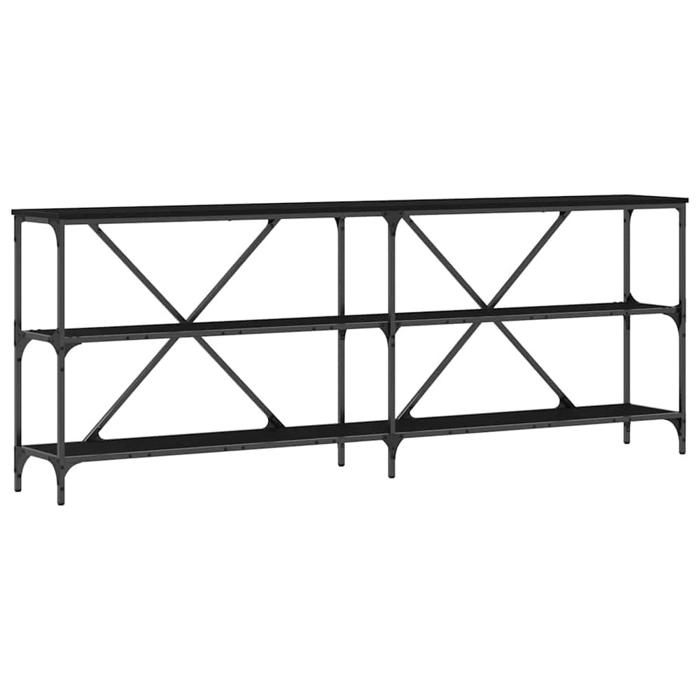 Konsolentisch Schwarz Eichen-Optik mit Regal 200cm