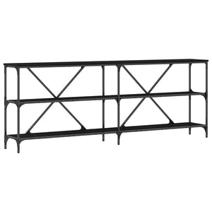 Konsolentisch Schwarz Eichen-Optik mit Regal 200cm