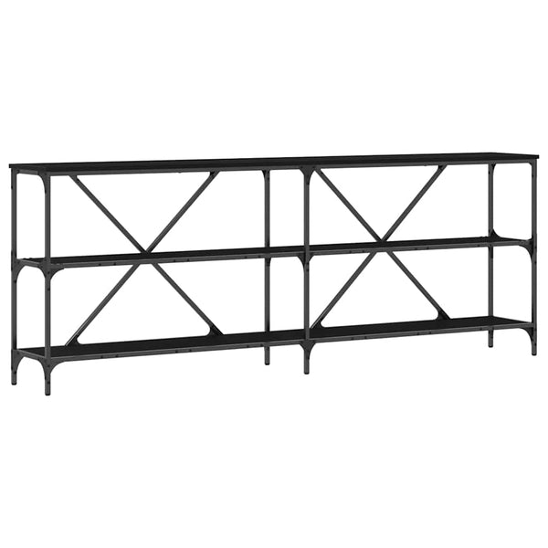 Konsolentisch Schwarz Eichen-Optik mit Regal 200cm