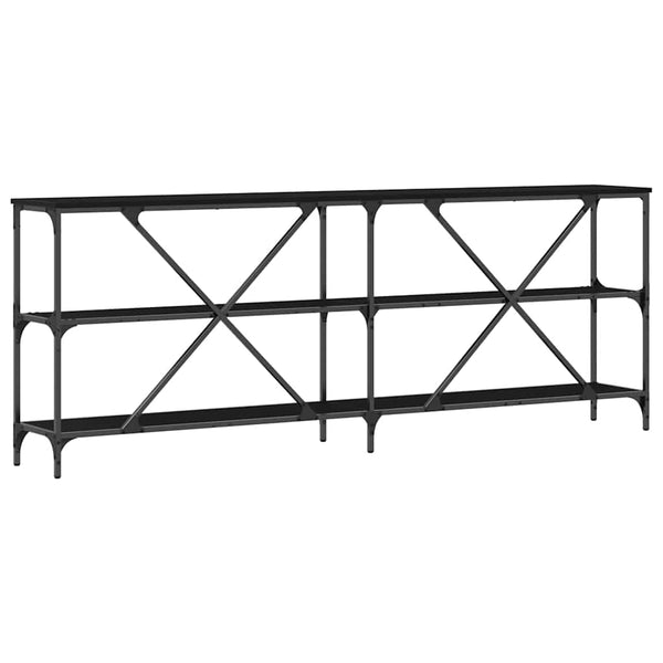 Konsolentisch Schwarz Eichen-Optik mit Regal 200cm