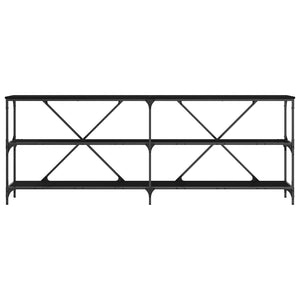 Konsolentisch Schwarz Eichen-Optik mit Regal 200cm