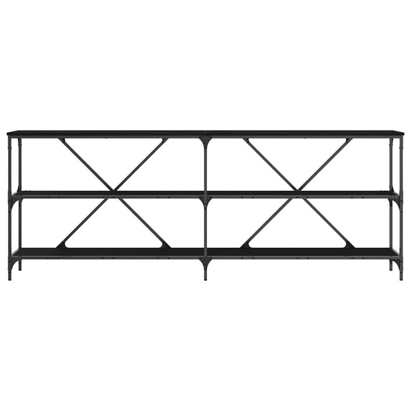 Konsolentisch Schwarz Eichen-Optik mit Regal 200cm