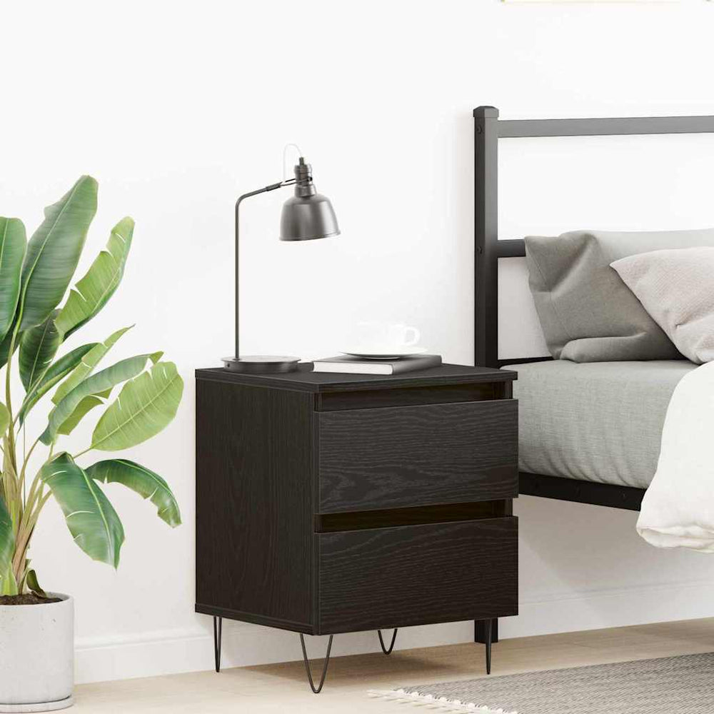 vidaXL Bedside Table Black Oak 40 x 35 x 50 cm Engineered Wood