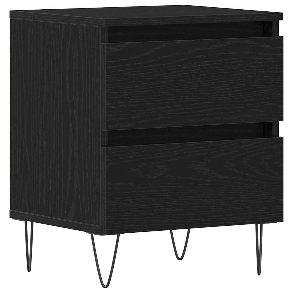 vidaXL Bedside Table Black Oak 40 x 35 x 50 cm Engineered Wood