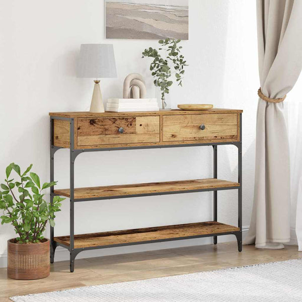 Konsolentisch Altholz mit Regal 100x25x75 cm