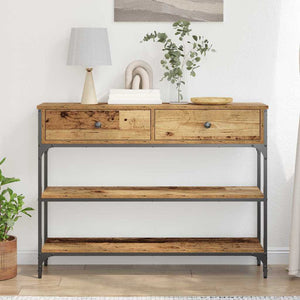 Konsolentisch Altholz mit Regal 100x25x75 cm
