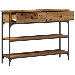 Konsolentisch Altholz mit Regal 100x25x75 cm