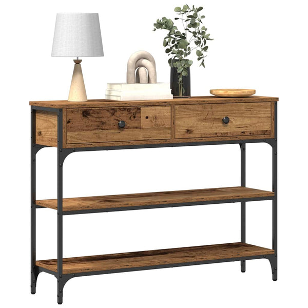 Konsolentisch Altholz mit Regal 100x25x75 cm