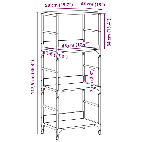 Bücherregal Schwarz Eichen-Optik