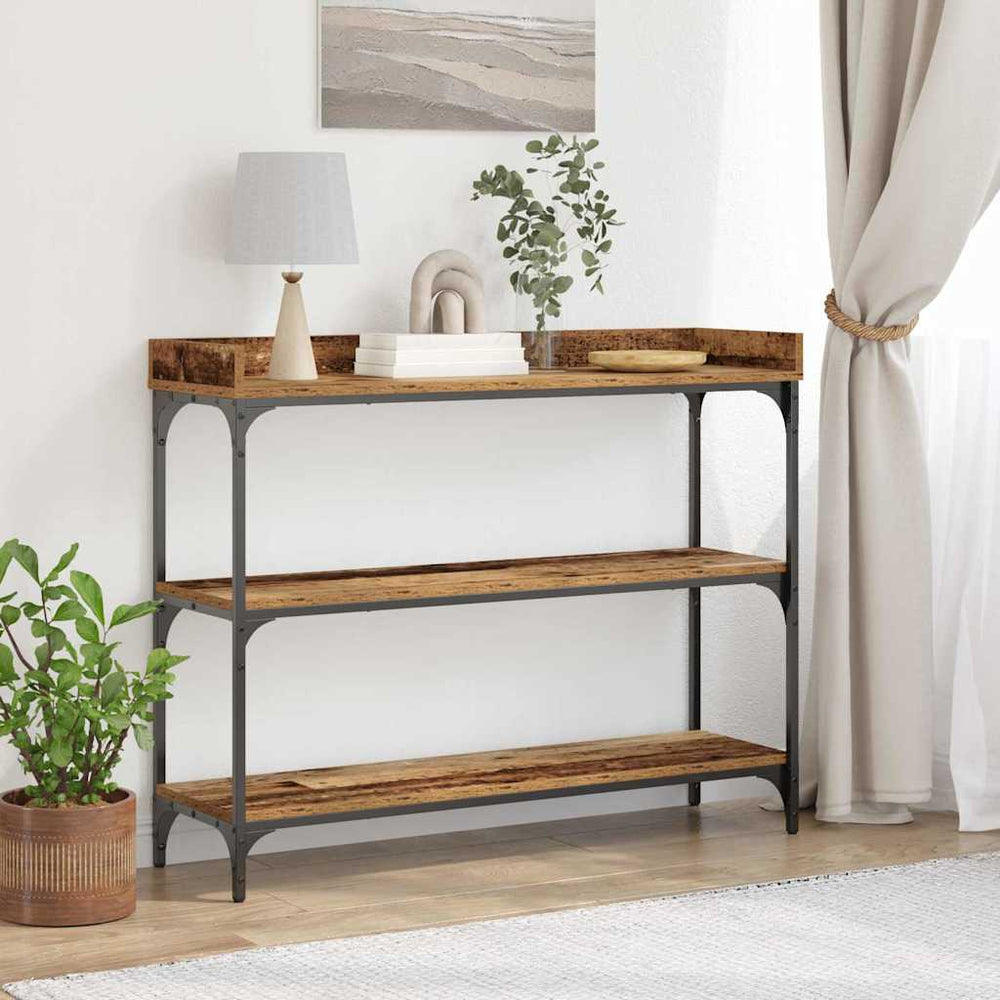 Konsolentisch Altholz, 100cm mit Metallrahmen