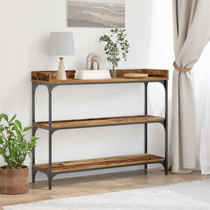 Konsolentisch Altholz, 100cm mit Metallrahmen