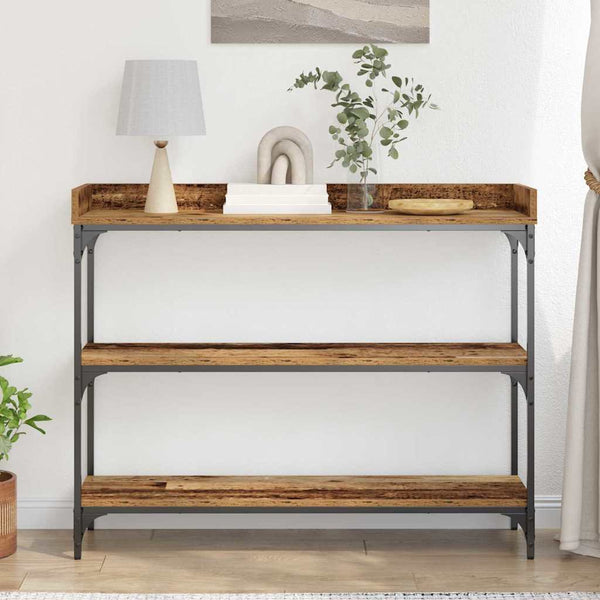 Konsolentisch Altholz, 100cm mit Metallrahmen