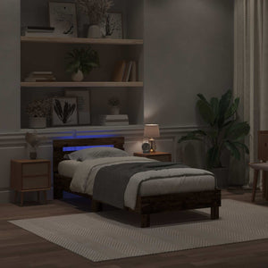 Bettrahmen mit LED Altholz 100x200 cm