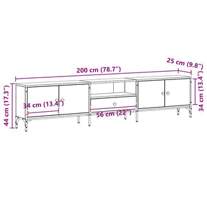 TV-Schrank, Schwarz Eichen-Optik, 200 cm