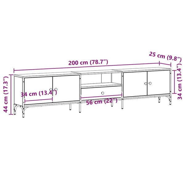 TV-Schrank, Schwarz Eichen-Optik, 200 cm