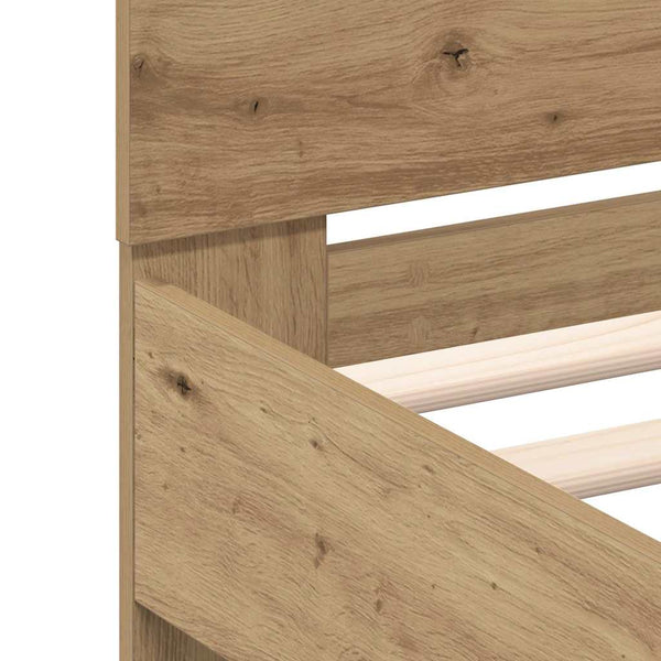 vidaXL Cadre de lit avec LED Chêne artisanal 90 x 200 cm Bois d'ingénierie