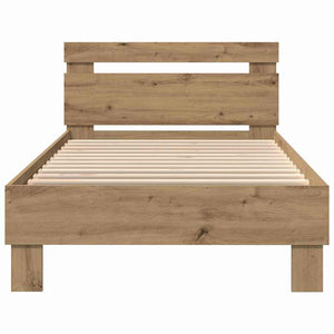 vidaXL Cadre de lit avec LED Chêne artisanal 90 x 200 cm Bois d'ingénierie