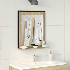 Badezimmerspiegel mit Regal Schwarz 50x60 cm