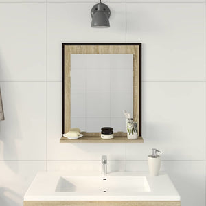 Badezimmerspiegel mit Regal Schwarz 50x60 cm