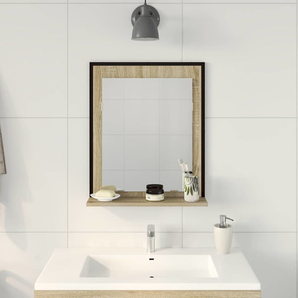 Badezimmerspiegel mit Regal Schwarz 50x60 cm
