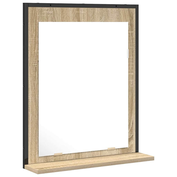 Badezimmerspiegel mit Regal Schwarz 50x60 cm
