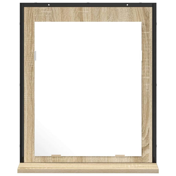 Badezimmerspiegel mit Regal Schwarz 50x60 cm