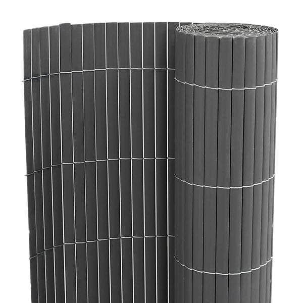 Grauer PVC Gartenzaun, Doppelseitig, 1,8x5 m