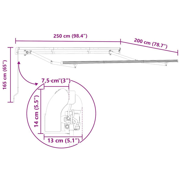 Einziehbare Markise Anthrazit 250x200 cm