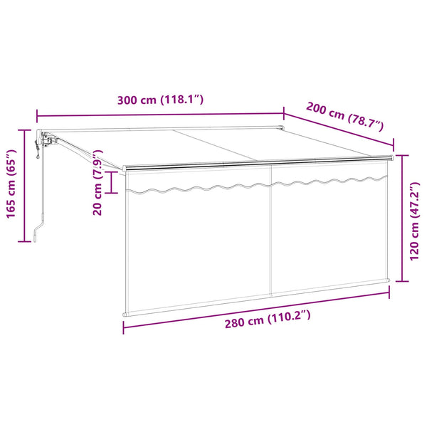 Einziehbare Markise Anthrazit 300x200 cm