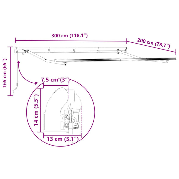 Einziehbare Markise Anthrazit 300x200 cm