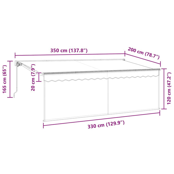 Einziehbare Markise Blau 350x200 cm