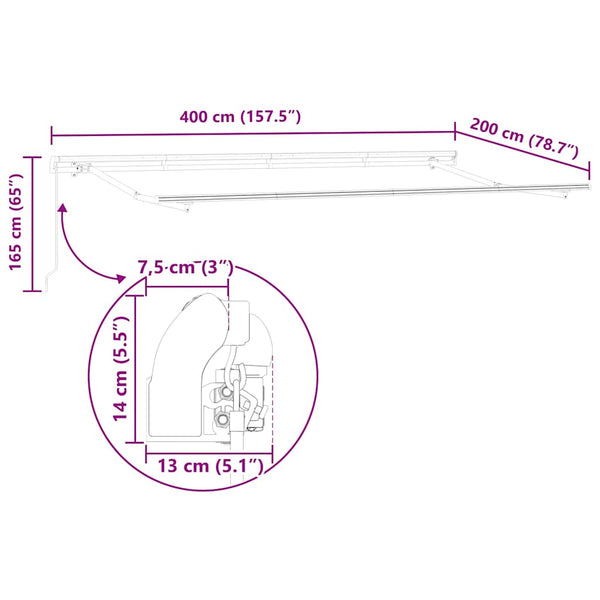 Gelbe Einziehbare Markise 400x200 cm