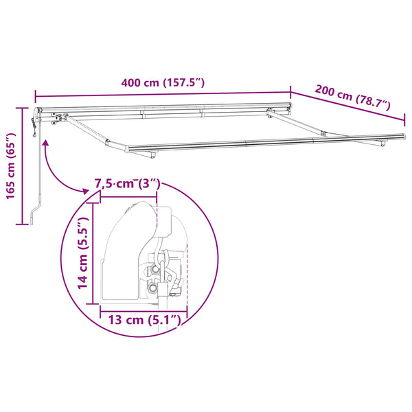 Gelbe Einziehbare Markise 400x200 cm