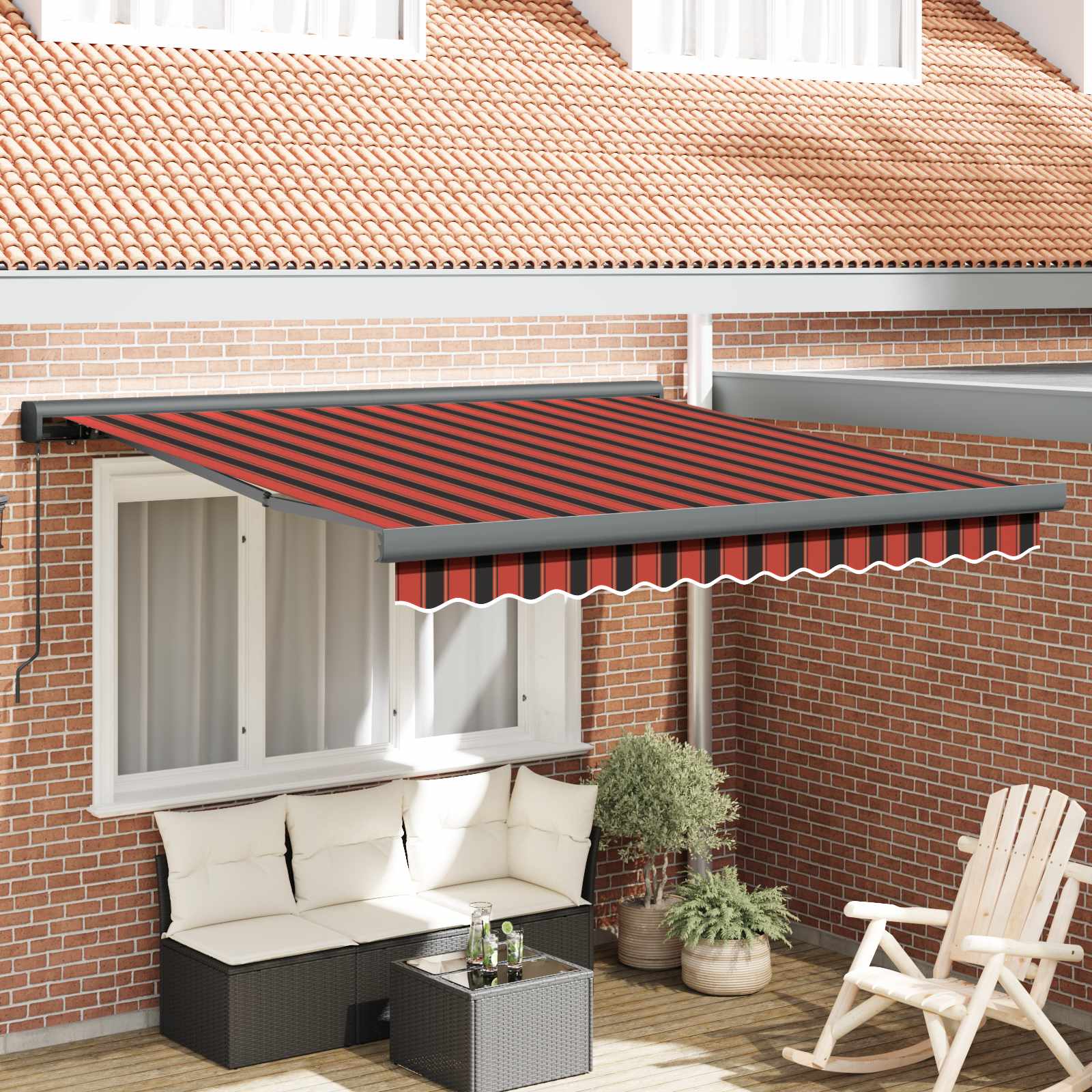 Einziehbare Markise Rot/Schwarz 300x250 cm