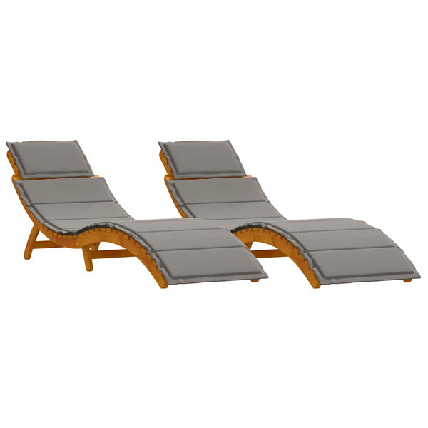 Sonnenliege Akazie mit Kissen, 2er-Set