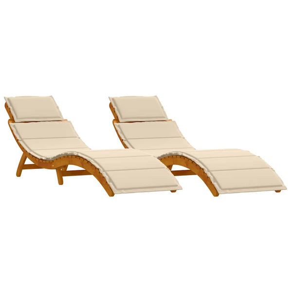 Sonnenliege Akazie mit Kissen, 2er-Set