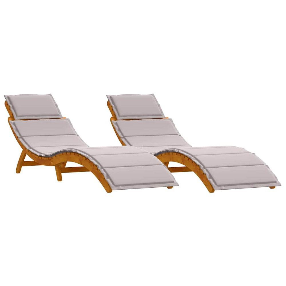 Sonnenliege Akazie mit Kissen, 2er Set